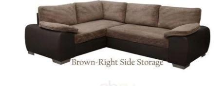 Stylish Thick Cord Enzo Corner Sofa Bed With Storage (2 Colours)