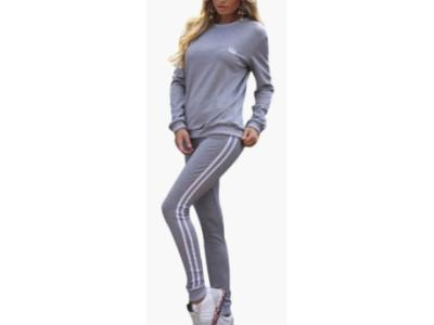 Women's sportswear suit striped side long sleeve sweatshirt0128