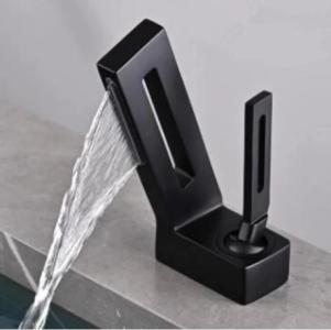 Black Brass Creative Cabinet Waterfall Mixer Bathroom Sink Taps T0278B