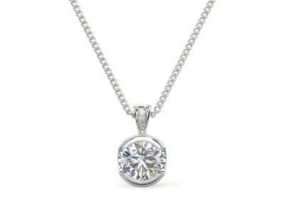 Feel The Spark with Round Half Rubover Pave Bail Pendent