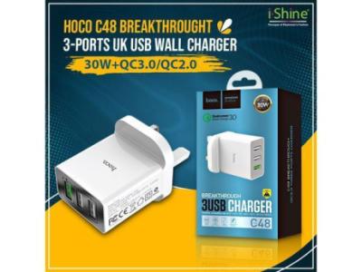 Buy Bulk HOCO C48 Breakthrought 3-Ports UK USB Wall Charger in Ireland