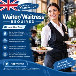Waiter/Waitress Required in London