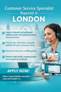 Customer Service Specialist Required in London
