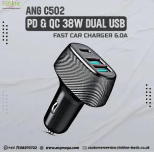Buy Bulk ANG C503 PD & QC 38W Dual USB Fast Car Charger 6.0A in UK