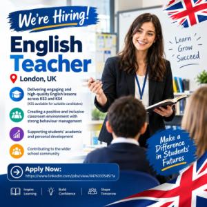 English Teacher Required in London