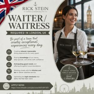 Waiter/Waitress Required in London