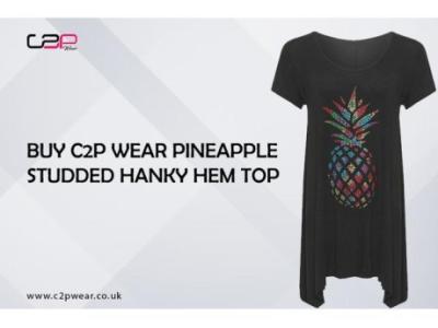 Buy C2P Wear Pineapple Studded Hanky Hem Top