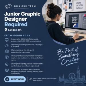 Junior Graphic Designer Required in London