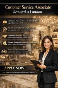 Customer Service Associate Required in London
