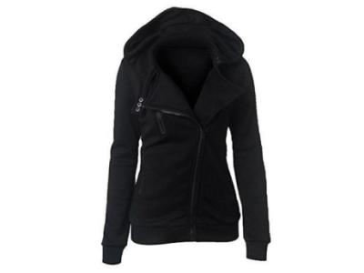 Tidecc Women Hoodies Full Zip-up Zipper Plain Hooded Sweatshirt Fleece Jacket Coats UK 6-18