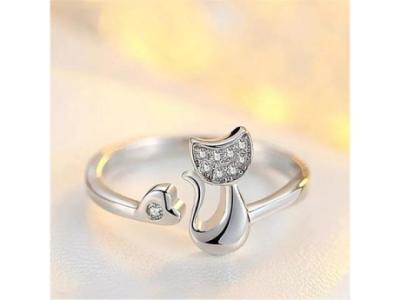 925 STERLING SILVER ADJUSTABLE CAT RING