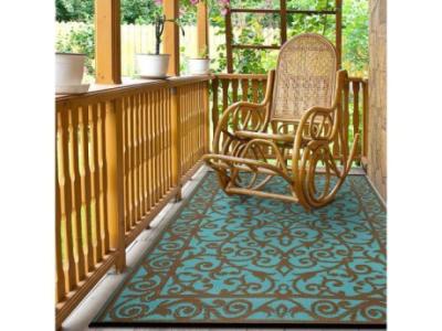 Gala Outdoor Recycled Plastic Rug (Blue Turquoise/Gold)