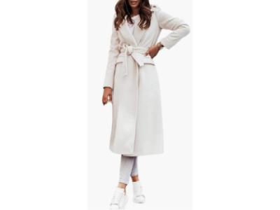 Solid Lapel Waist Trench Long Coat Jackets0128