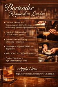 Bartender Required in London