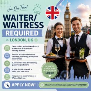 Waiter/Waitress Required in London