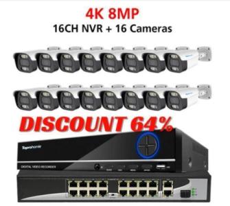 H.265 16CH NVR 4K 8MP POE CCTV Security Camera