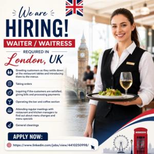 Waiter / Waitress Required in London