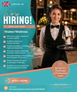 Waiter/Waitress Required in London
