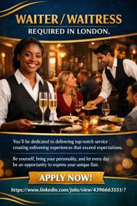 Waiter/Waitress Required in london