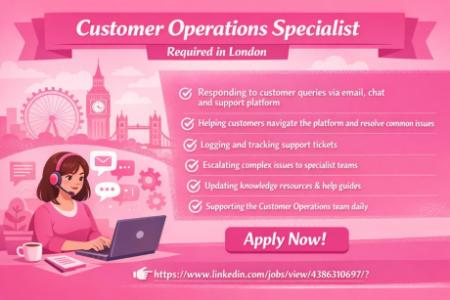 Customer Operations Specialist Required in London