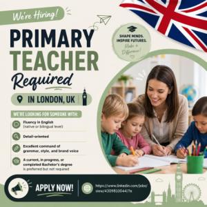 Primary Teacher Required in London