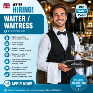 Waiter / Waitress Required in London