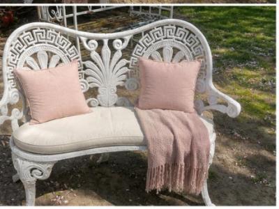 Vintage ornate cast aluminium 2-seater garden bench