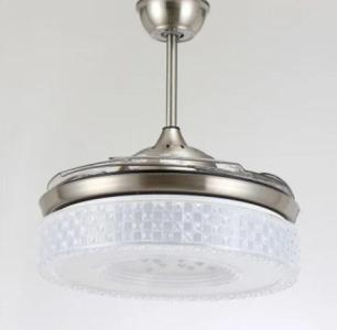 Silver RETRACTABLE BLADE Folding Fan Light Crystal