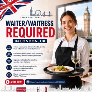 Waiter/Waitress Required in London