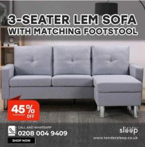 3 Seater LEM Fabric Sofa With Matching Footstool