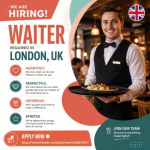 Waiter Required in London