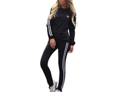 Womens Tracksuit Set Striped Side Long Sleeve Sweatshirt and Sweatpant 2 Pieces Outfit Sets