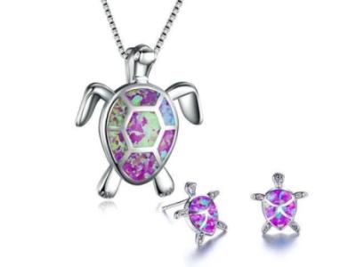 Sea Turtle Necklace/Earrings Set