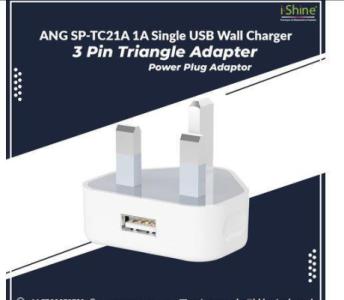 Buy Bulk ANG SP-TC21A 1A Single USB Wall Charger 3 Pin Triangle Adapter Power Plug Adaptorin UK