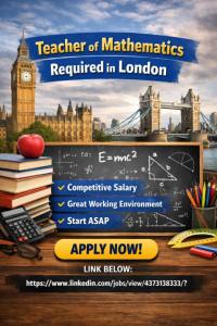 Teacher of Mathematics Required in London