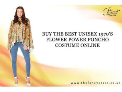 BUY THE BEST UNI*** 1970'S FLOWER POWER PONCHO COSTUME ONLINE