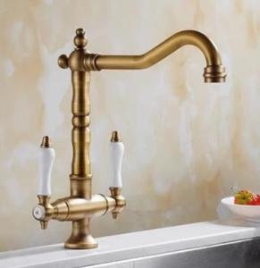 Traditional Double Handle Antique Classic Kitchen Sink Mixer Tap T0265A