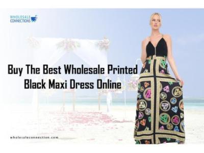 Buy The Best Wholesale Printed Black Maxi Dress Online