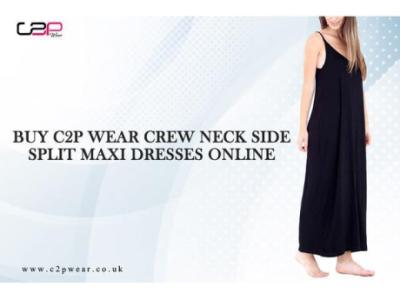 Buy C2p Wear Crew Neck Side Split Maxi Dresses Online