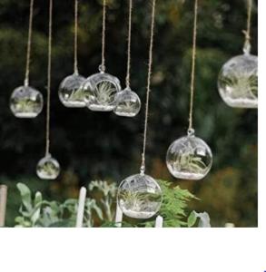 Floralcraft Set of 4 x Hanging Vented Clear Glass Tea Light Holder Bauble Ball