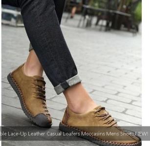 Breathable Lace-Up Leather Casual Loafers Moccasins Mens Shoes,NEW!