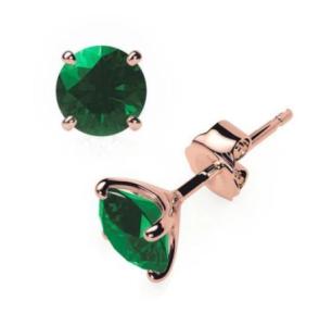 Emerald Earrings 0.20 CTW Studs 4 CLAW 18K Rose Gold – Butterfly