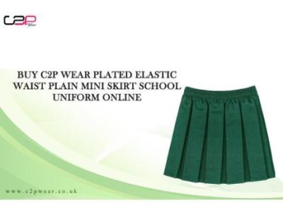 Buy C2P Wear Plated Elastic Waist Plain Mini Skirts School Uniform Online