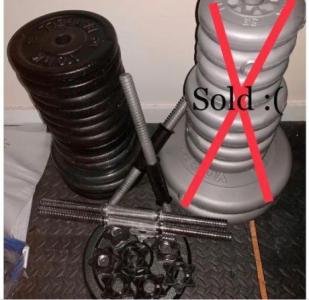 90kg of weights and extra long dumbbell bars