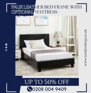 Luxurious Faux Leather Bed Frame with Optional Mattress