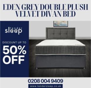 The Eden Grey Double Plush Velvet Divan Bed