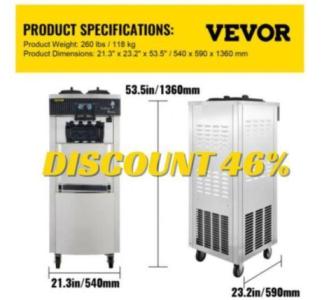 VEVOR 20-28L/H Ice Cream Maker