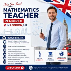 Mathematics Teacher Required in London