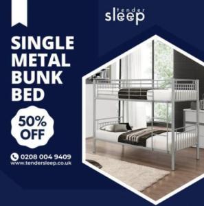 Sleek and Space-Saving Single Bunk Bed. shop now 50% off